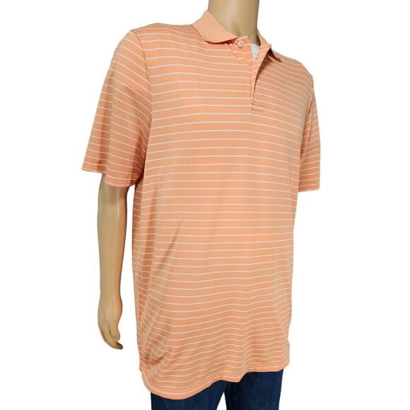 RLX Ralph Lauren Golf Polo Short Sleeve Orange White Striped Mens Size Large - Picture 2 of 6